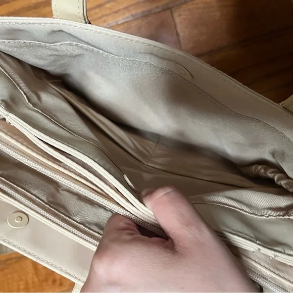 BEIS Beige Cream Structured Commuter Tote Bag - Picture 5 of 9
